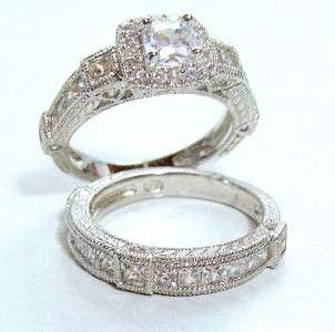 Antique Style Princess Cut Cz Wedding Ring Set 5 6 7 8 9  