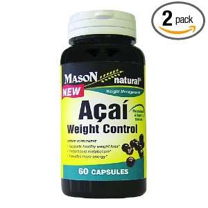Mason Vitamins Acai Weight Control Capsules, 60 count Bottles (Pack of 
