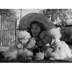  Greer Garson Cuddling Her Two White Standard Poodles Which 