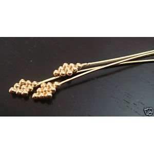  vermeil gold diamond cluster granulated headpins 10pc 