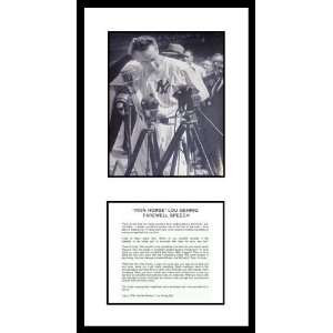  Lou Gehrig Framed Photo W/ Farewell Speech At Yankee 