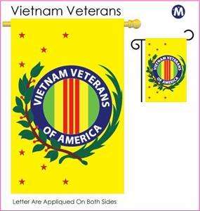 VIETNAM VETERANS LARGE FLAG W/SPARKLE, GLITTER STITCHES  