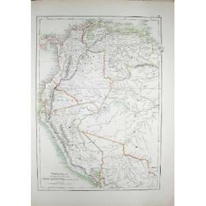  MAP 1890 VENEZUELA PERU BOLIVIA COLOMBIA EQUADOR