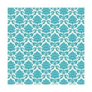  New   Lush 2 Turquoise Flocked Paper 12X12   Damask by My 