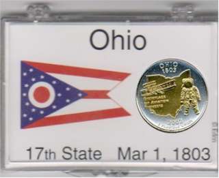   on Silver Ohio Statehood Quarter with State Flag Display Case  