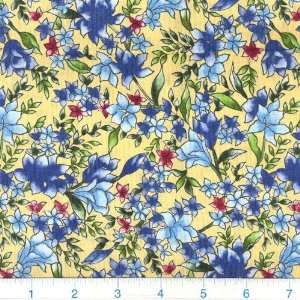  45 Wide Floral Fantasia Small Floral Yellow & Blue 