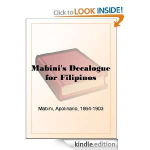   Decalogue for Filipinos Apolinario Mabini  Kindle Store