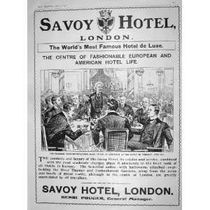    1907 ADVERTISEMENT SAVOY HOTEL LONDON HENRI PRUGER