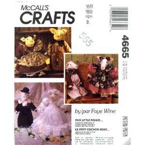 McCalls 4665 Sewing Pattern Crafts Stuffed Pig Doll & Clothes 
