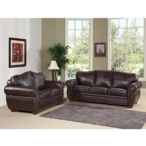  2 Piece Set, Premium Italian Leather Sofa and Loveseat By 