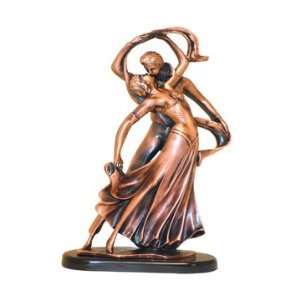 Modern Dancing Couple Sculpture With a Copper Finish