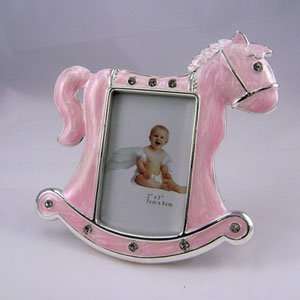  Pink Rocking Horse Epoxy Frame with Rhinestones 