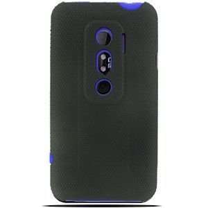  HTC Evo 3D Gripped Armor Case (Black/Blue) Cell Phones 