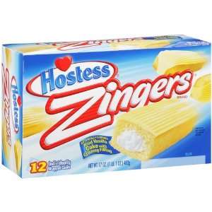 Hostess Zingers Iced Vanilla Cake with Creamy Frosting, 12 Cakes, 17 