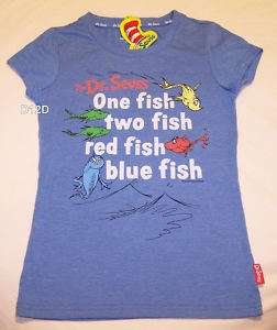 Dr Seuss One Fish Ladies Blue T Shirt Size XXS New  