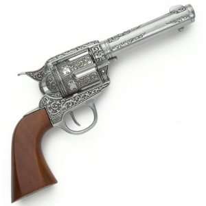  US M1873 Old West Cowboy Pistol with Engraved Grey/Silver 