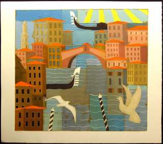   Venise Signed & Numbered Lithograph, Italy, canals, Venice  