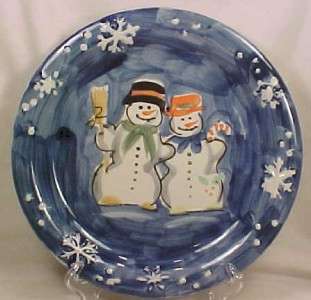 SNOW COUPLE DINNER PLATE Tabletops Unlimited SNOWMAN  