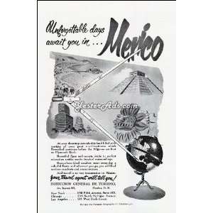   1951 Vintage Ad Country of Mexico   Vacation Package 