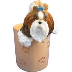  Red and White Shih Tzu Pencil Cup Holder