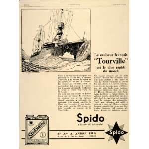  1928 Ad French Spido Oil Ship Haffner Cruiser Tourville 