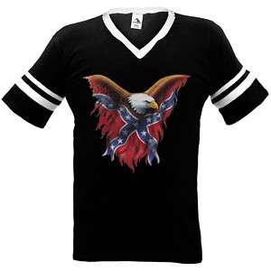 American Eagle Confederate Flag Southern Ringer T shirt  