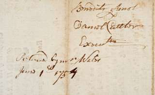 BENEDICT ARNOLD, III) 1754 Legal Document  