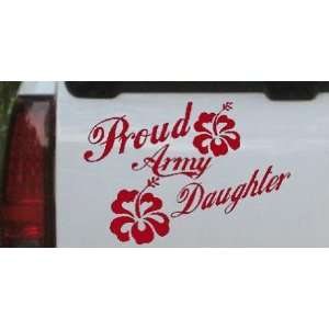 com Red 6in X 8.6in    Proud Army Daughter Hibiscus Flowers Military 