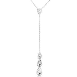   Gold and 0.25 ctw Round  Cut Diamond Three Tier Drop Necklace Jewelry