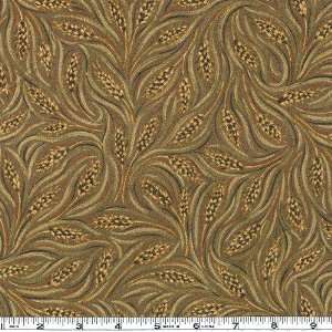  45 Wide Nancys Harvest Flannel Wheat Olive Fabric By 