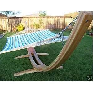  Wooden Arc Hammock Stand + Quilted Double Hammock, Double 