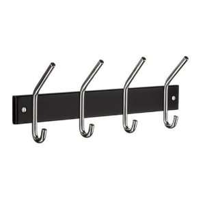 Profile quadruple coat and hat hook in black wood and chrome stainless