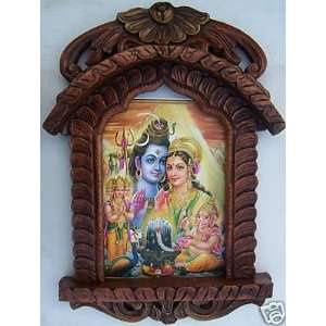 Lord shanker giving Blessings, Painting in Traditional Jarokha, Wood 