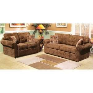   Sofa and love seat set with rolled arms in Mojave Earth diamond Suede