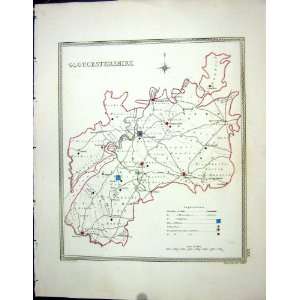   Map C1850 Gloucestershire England Tewkesbury Stroud