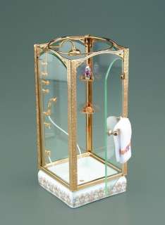 Dollhouse Miniature Reutter Brass and Glass Shower  
