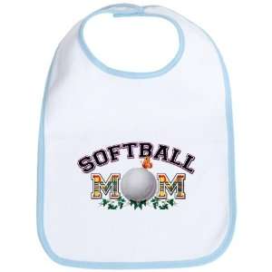  Baby Bib Sky Blue Softball Mom With Ivy 