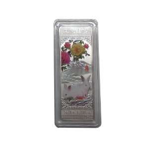  Year of the Rabbit .999 Fine Silver Clad Art Bar with Pink 
