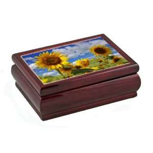  Uplifting Sunflowers Musical Jewelry Box with Velvet 
