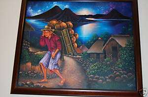 Guatemala painting of Pottery Vendor Orig acrylic  