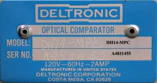 Deltronic DH14 MPC 14” Optical Comparator Profile Projector  