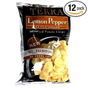 Terra Chips Unsalted Lemon Pepper Chips, 6.5 Ounce (Pack of 12 