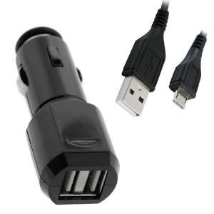  Vehicle Power Adapter   Non Retail Packaging + Black Micro USB Data 
