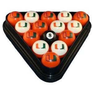  University of Miami Hurricanes UM Billiard Ball Set 