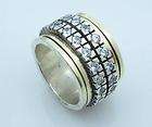   ring spinning zircons silver gold NEW swivel bands bagues anillos
