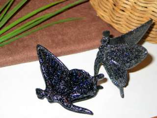 Black Glitter Butterfly Plastic Hair Claw Clips New Set  