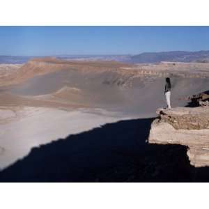 Tourist Looks Out over the Atacama Desert from Las Cornicas Ridge 