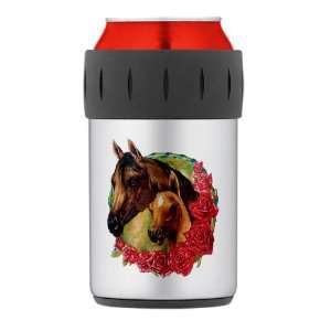  Thermos Can Cooler Koozie Horse And Roses 