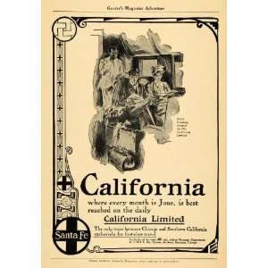 1906 Ad Santa Fe Railway Logo California Limited ATSF   Original Print 