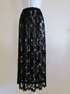 NEW ANNA SUI BLACK FLORAL PRINT LACE LONG SKIRT SIZE SMALL  